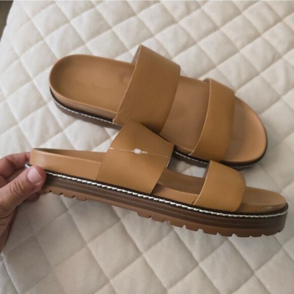Madewell The Charley Double-Strap Slide Sandal Size 10.5 In Dessert Camel - Picture 7 of 10